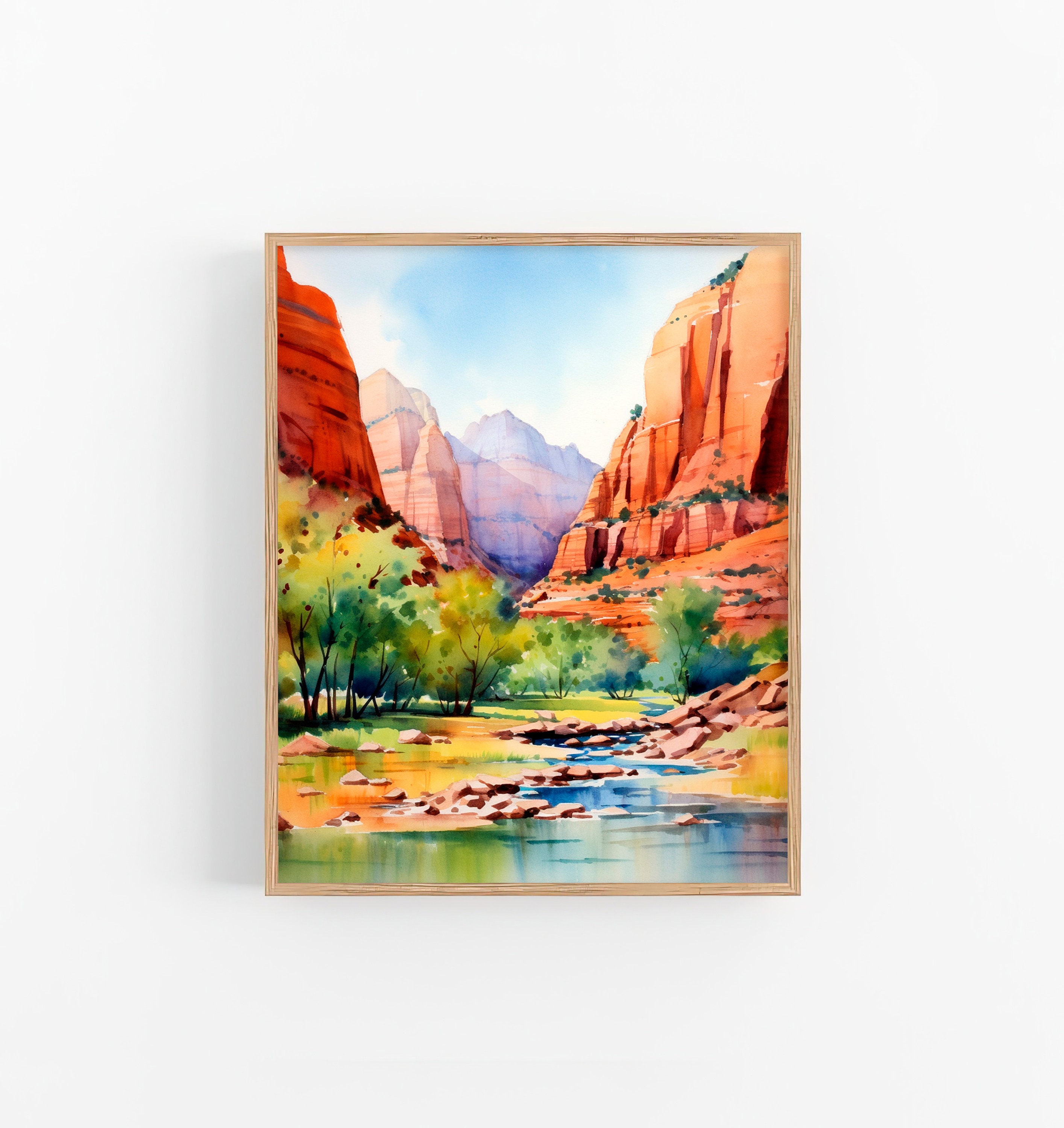 Zion National Park Watercolor Painting Utah Art Print Watercolor