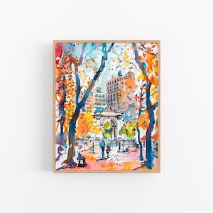 Stampa artistica di Washington Square, acquerello di New York Cityscape, regali da viaggio di FeelingPrints