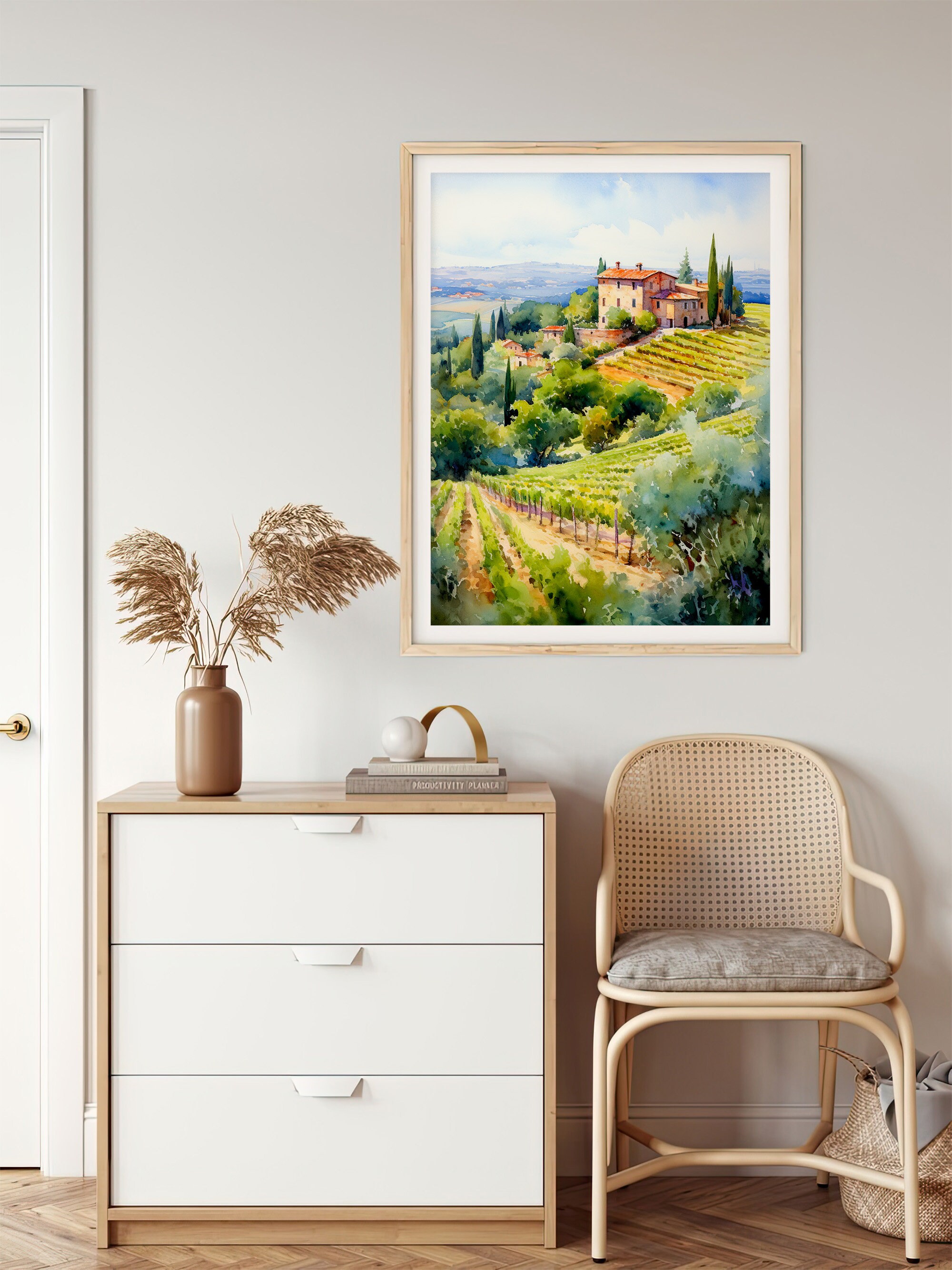 California Napa Valley Winery Watercolor Art Print Vineyard Travel ...