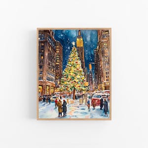 Weihnachten New York Aquarell Malerei New York Stadtbild Aquarell Kunstdruck Dekor Reisegeschenke von FeelingPrints