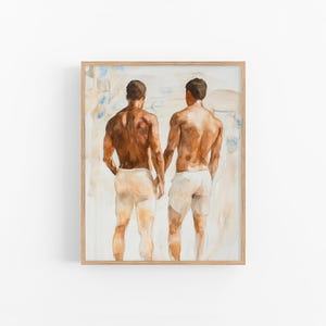 ゲイの水彩画アートプリント 男性の体の友情 水彩画 彼へのギフト FeelingPrints