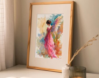 FeelingPrintsによる天使の水彩画、天使の羽の水彩画アートプリント