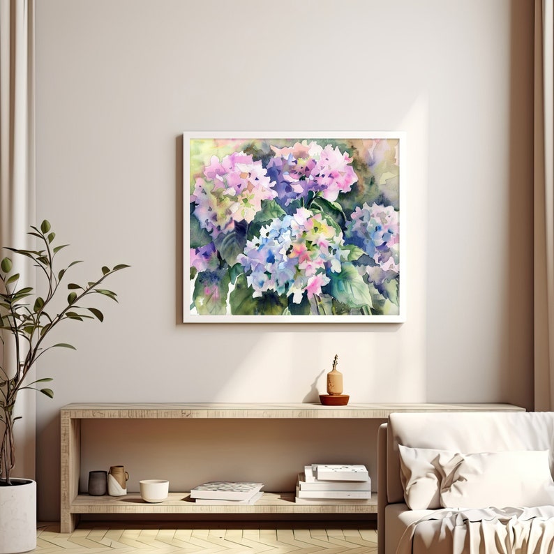 Hydrangea Watercolor Art Print Floral Painting Spring Decor for Home Rustic Wall Art Gifts for Her by FeelingPrints image 8