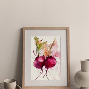 Beetroot Watercolor Print Rustic Kitchen Wall Art Farmhouse Vegetable ...