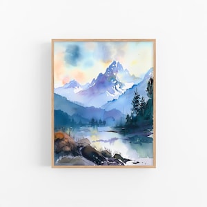 Stampa artistica ad acquerello del paesaggio del Colorado, dipinto ad acquerello del paesaggio del parco della tenuta, opera d'arte delle Montagne Rocciose, regalo di FeelingPrints