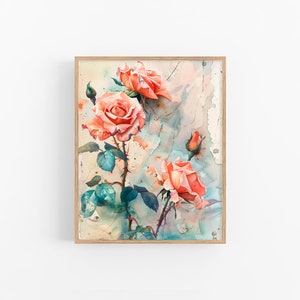 Rose Painting Spring Flowers Watercolor Art Print Floral Wall Decor Rose Flowers Artwork Mother&#39;s Day Gift by FeelingPrints