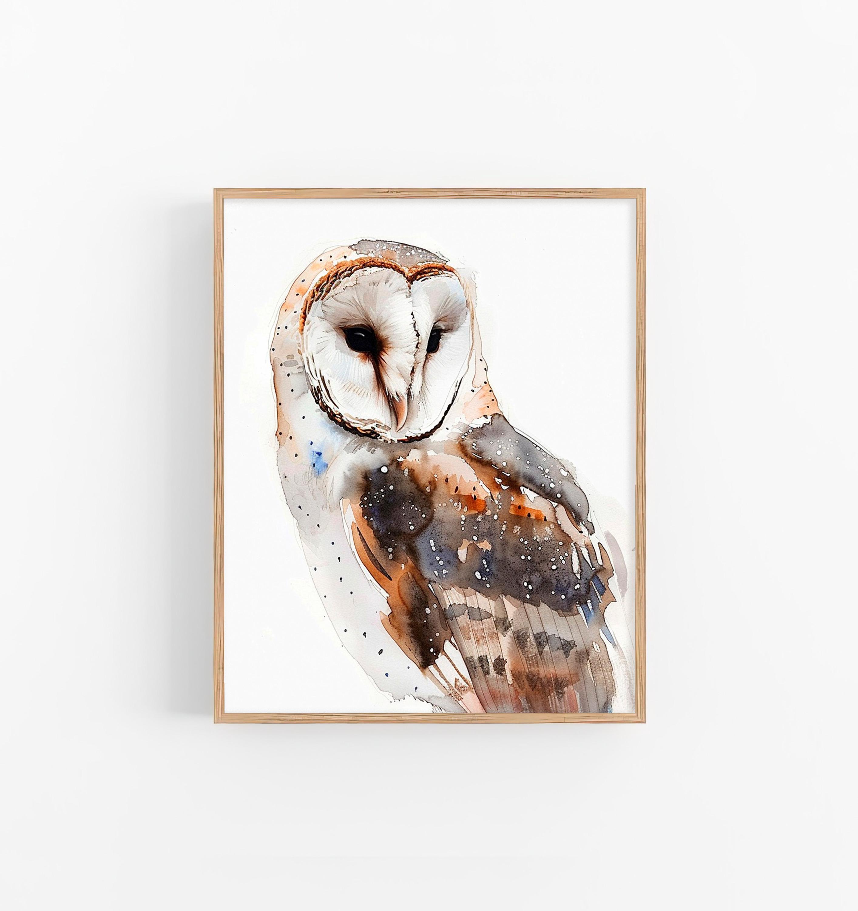 Barn Owl Watercolor Painting Owl Watercolor Art Print Birds Artwork Christmas Gifts by FeelingPrints