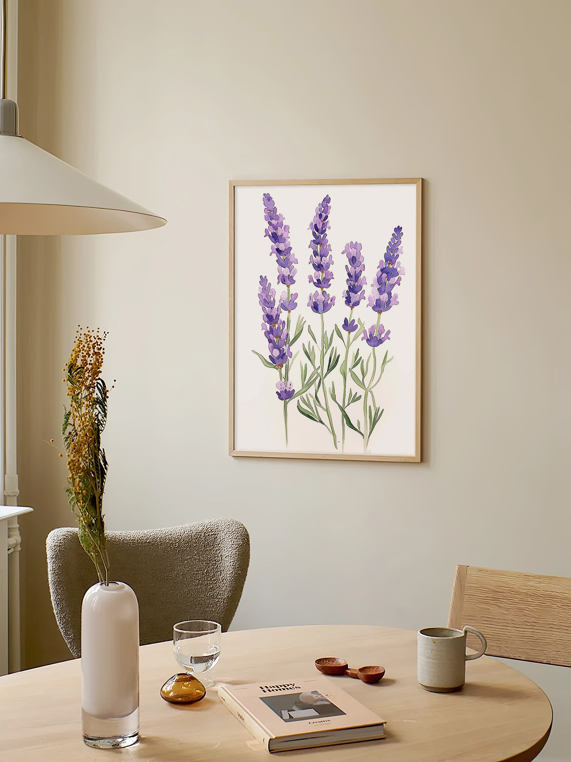 ラベンダーの花の水彩画アートプリント トスカーナの花の絵画 花柄