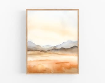 Colorado Abstract Landscape Watercolor Art Print Rocky Mountains Neutral Landscape Painting Art Poster by FeelingPrints