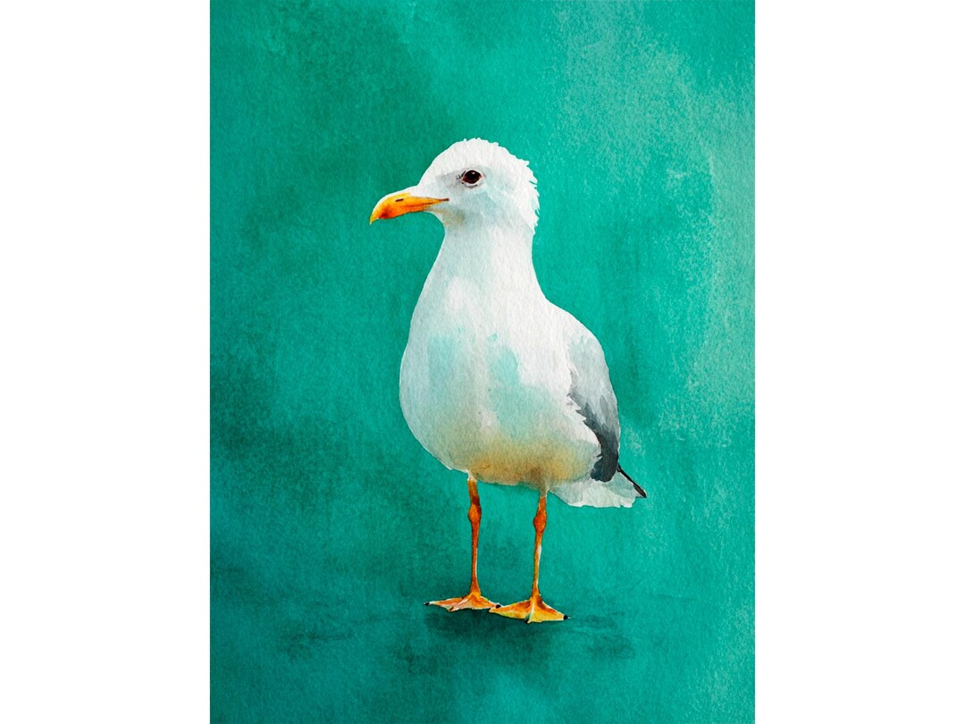 Seagull Watercolor Art Print Coastal Bird Wall Art Beach House Decor ...