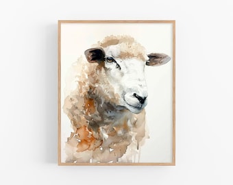 Sheep Watercolor Painting Farm Animals Watercolor Art Print Rustic Wall Art Gifts by FeelingPrints