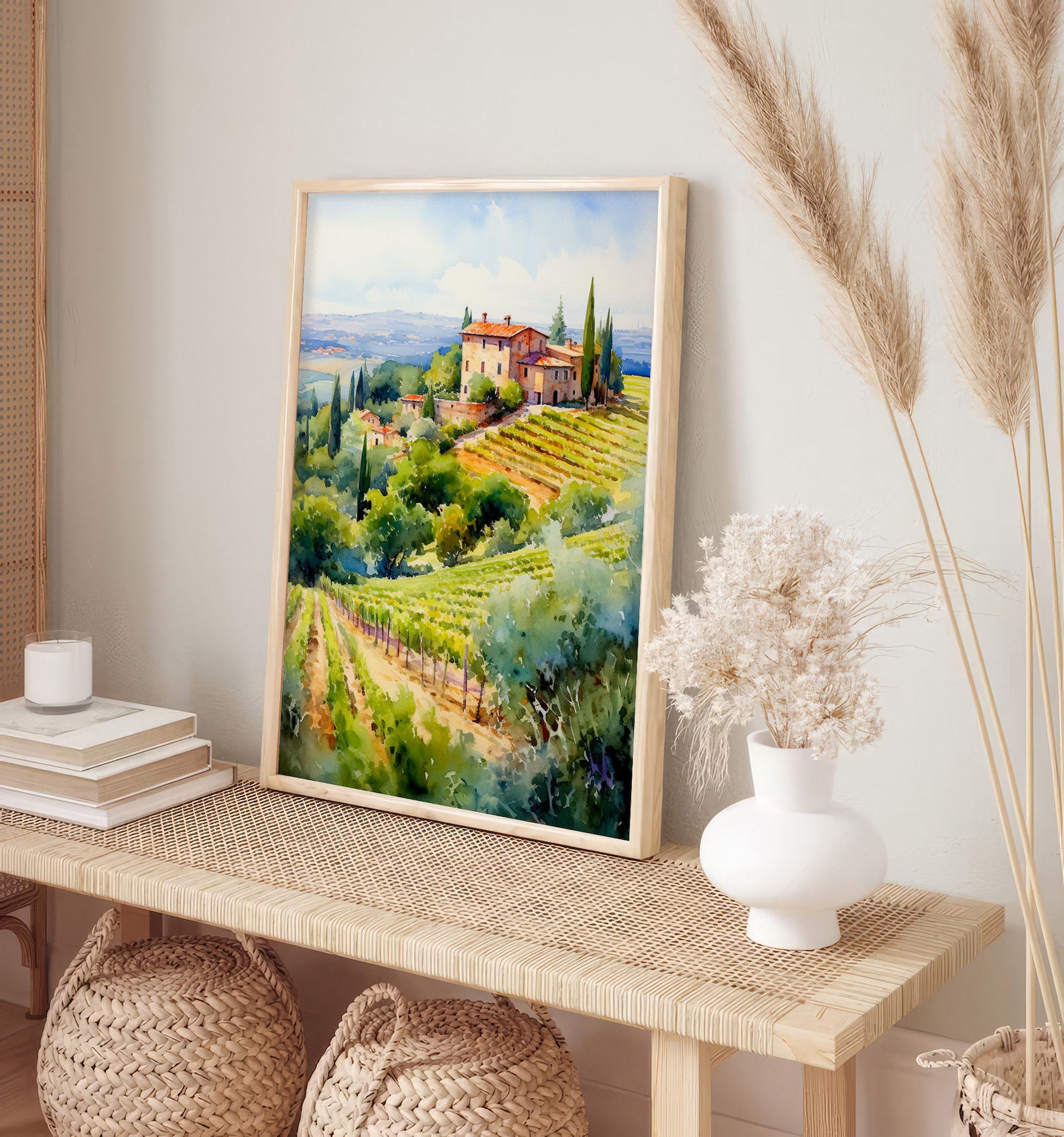 California Napa Valley Winery Watercolor Art Print Vineyard Travel ...