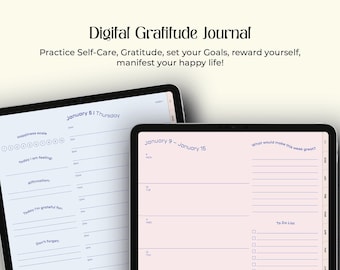 Gratitude Journaling for Personal Growth I Digital Gratitude Journal 2024 | Mindful iPad Planner for Mental Health & Self-Care