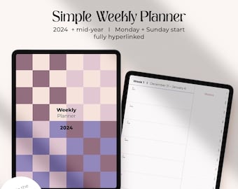 Digital Weekly Planner 2024 I Simple Digital Planner 2024 | Dated Weekly & Monthly Layouts | iPad + Goodnotes compatible I Creative Planner