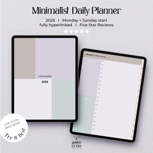 Minimalist Digital Planner 2025 I Aesthetic + Simple Daily Planner I Daily & Weekly Planner I iPad + Goodnotes Planner I Digital Notebook