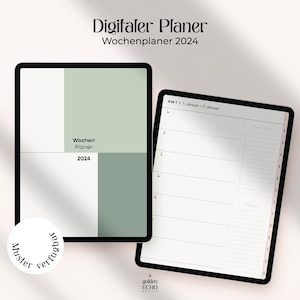 2024 Digitaler Planer -Deutsch- I Digitaler Wochenplaner | Wochen & Monate Digital Planner | Für iPad + Goodnotes | Minimalistischer Planer