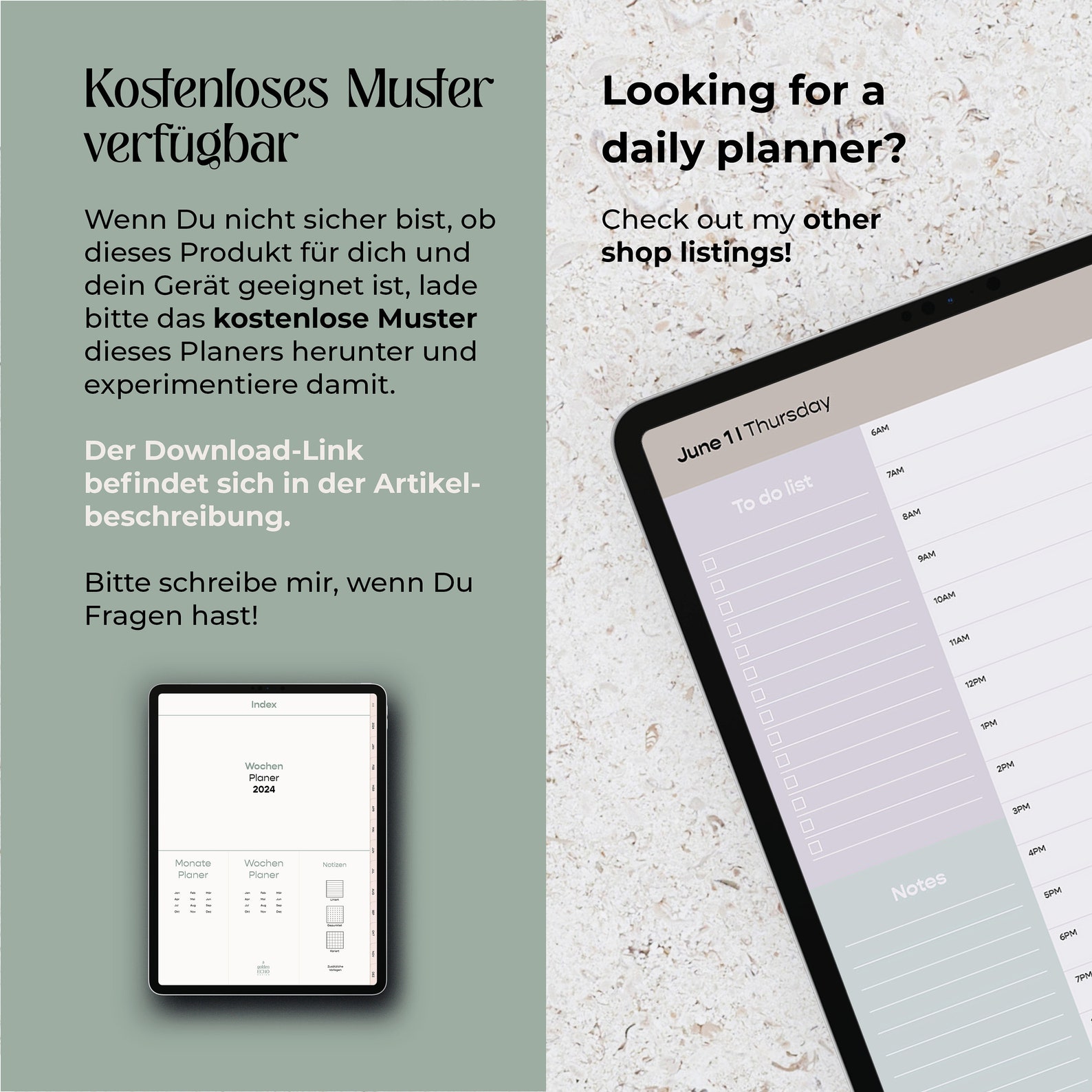 Digitaler Planer deutsch 2024 I Digitaler Kalender 2024 