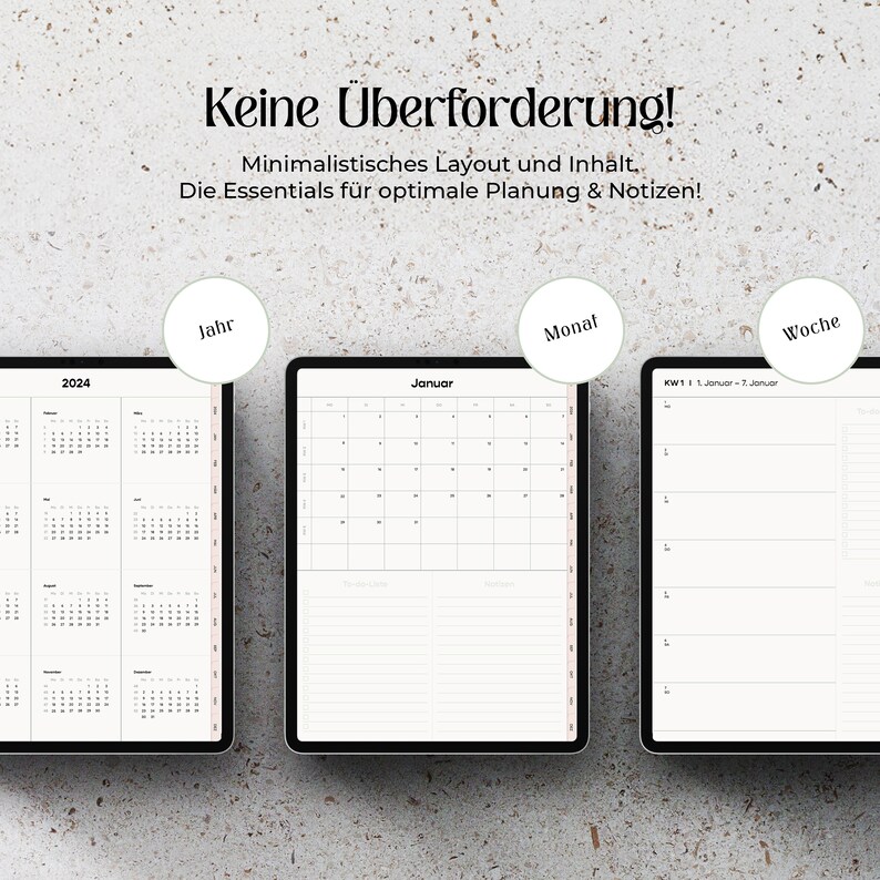 Digitaler Planer deutsch 2024 I Digitaler Kalender 2024