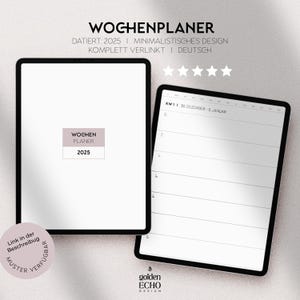 Digitaler Planer 2025 Deutsch I Digitaler Kalender 2025 | Minimalistischer Digitaler Kalender iPad + Goodnotes | Wochen- und Monatsplanung