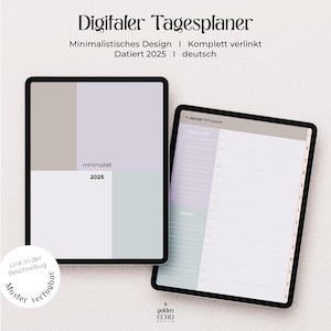 Digitaler Planer Deutsch I Digitaler Kalender 2025 | Minimalistischer Digitaler Kalender iPad + Goodnotes | Tages-, Monats- & Wochenplaner
