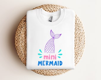 Mini Mermaid Mother Daughter Matching Shirts Design PNG PDF SVG Instant Digital Download Cricut Silhouette File