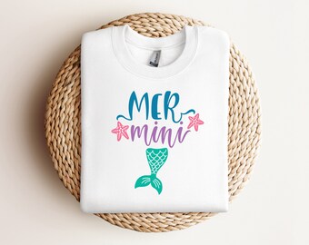 Mermini Mermaid Mini Matching Mother Daughter Summer T Shirt Design PNG PDF SVG Cricut File