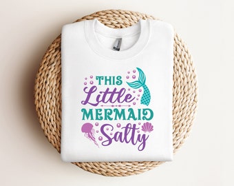 This Little Mermaid Salty Summer Girls T Shirt Design PNG PDF JPEG Svg Instant Digital Download Cricut Silhouette File