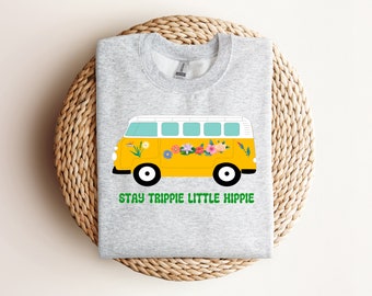 Stay Trippy Little Hippie Retro Bus Flowers Shirt Design PNG PDF SVG Cricut File