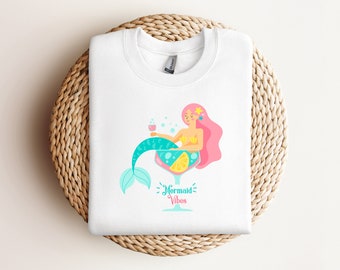 Mermaid Vibes Cocktail Drink Funny Women's Gift T Shirt Design PNG PDF SVG Instant Digital Download Cricut Silhouette File