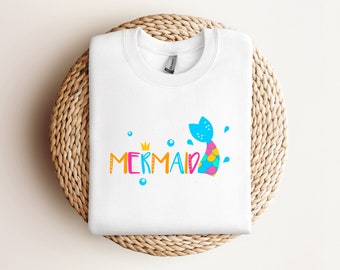 Colorful Mermaid Tail Girls Beach Ocean T Shirt Design PNG PDF SVG Instant Digital Download Cricut Silhouette File