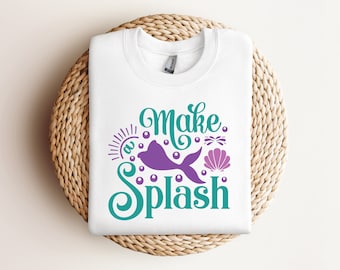 Make a Splash Mermaid Tail Girls T Shirt Design PNG PDF SVG Instant Digital Download Cricut Silhouette File