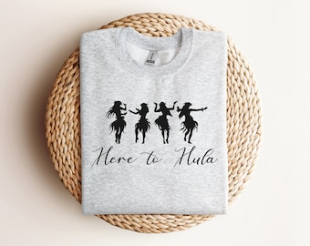Here to Hula Girl Hawaiian Tropical Luau Shirt Design PNG PDF SVG Instant Digital Download Cricut Silhouette File