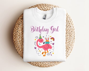 Birthday Girl Shirt Pink Flamingo Tropical Party Girls T Shirt Design PNG PDF JPEG Svg Instant Digital Download Cricut Silhouette File