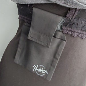 Pocklette: Small pocket worn under your clothes (looped around your bras strap or belt) while you travel and adventure