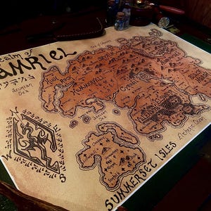 Mapa de pergamino de Tamriel (Elder Scrolls) dibujado a mano - IMPRIMIR