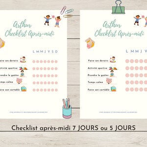 checklist pour l'après-midi