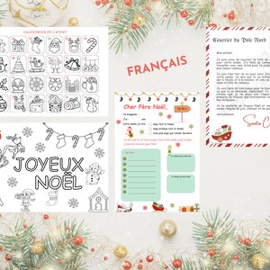 Pacote lista de cadernos de Noël infantil + carta de resposta do Père Noël + calendário de Avent à colorier, PDF, atividades para crianças