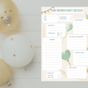 Birthday party planner, child birthday, birthday preparation checklist, event planner,printable birthday planner,birthday party organization