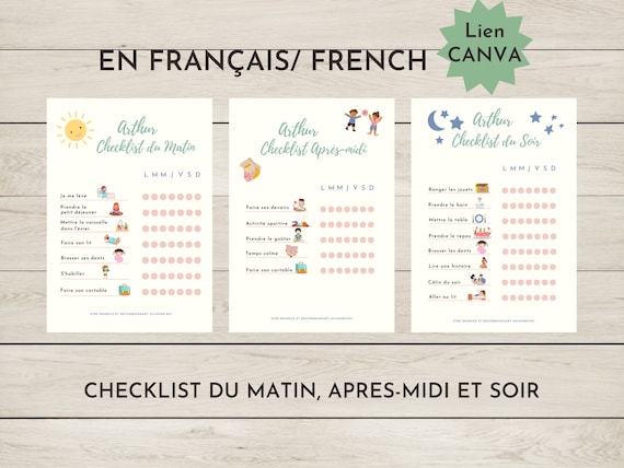 Routines imprimables matin après-midi soir, tâches, liste de contrôle quotidienne pour responsabiliser les enfants, pour garçons et filles
