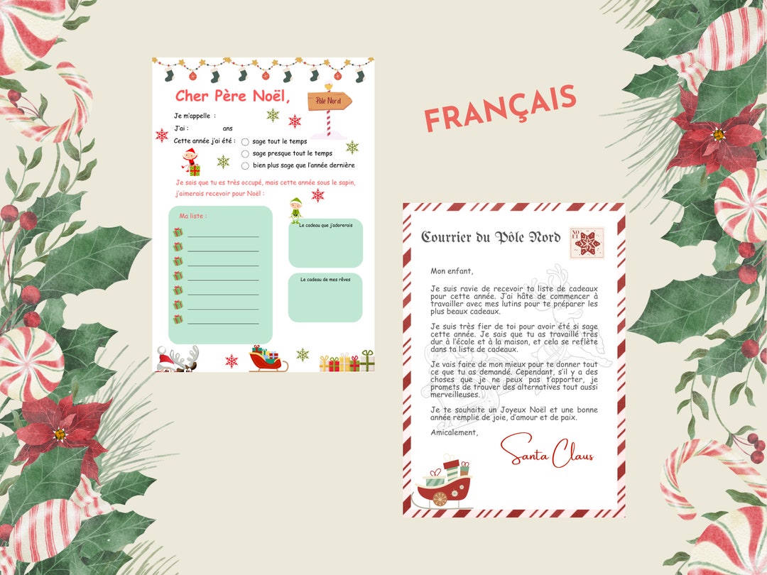 Lettre Imprimable Pour Le Père Noël + Lettre Réponse Du Père Noël