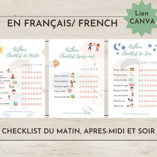 Checklist journalières imprimables matin après-midi soir, liste de contrôle,responsabilise les enfants, apprentissage, routines,organisation