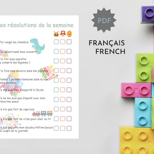 liste de contrôle imprimable de résolutions pour enfant, responsabiliser l&#39;enfant, récompenser la réussite de son enfant, fierté de réussir