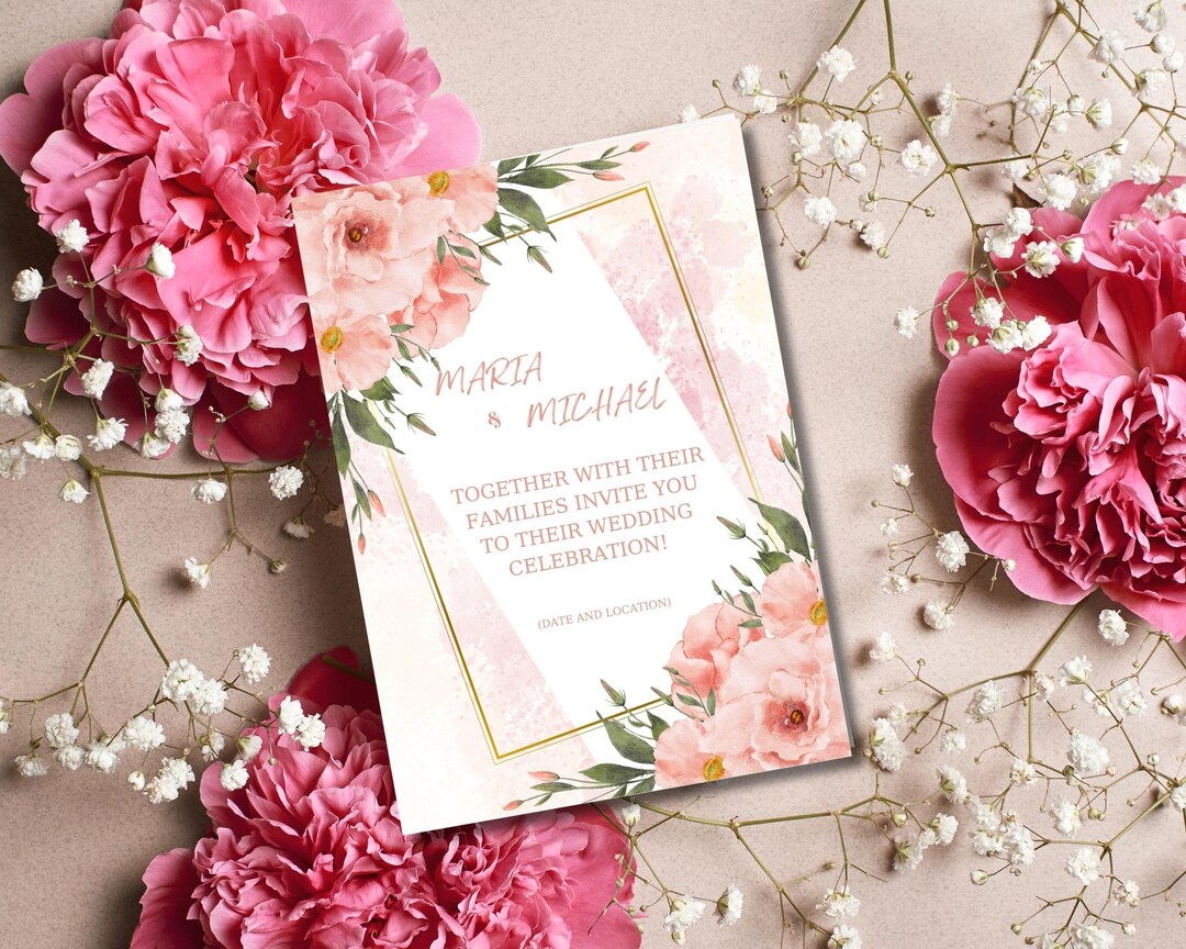 Wedding Printable Canva Invitation Card Wedding Invitation Etsy