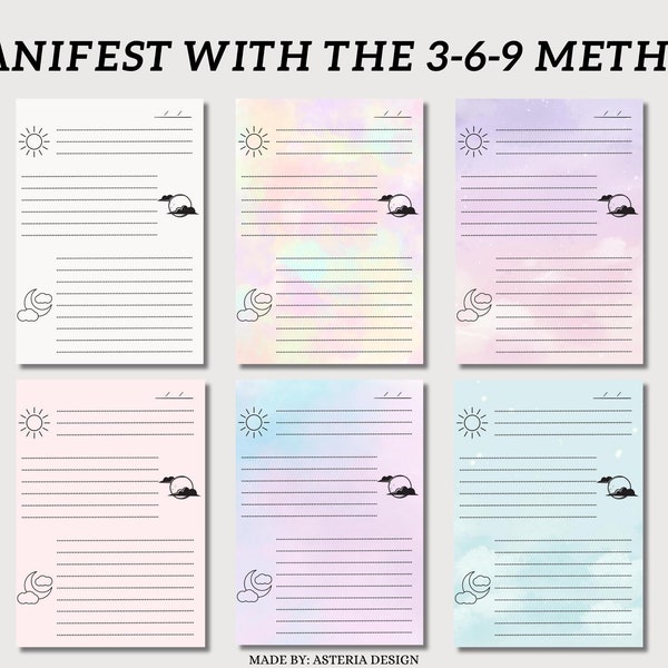 3-6-9 Method | 3-6-9 Manifest Journal |3-6-9 Manifestation Method |3-6-9 Manifestation Journal |Printable |Digital Product|Digital Download