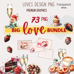 Valentines PNG, Love Clipart Bundle, Pink Floral Valentine Cute Valentines Card, Love PNG Designs, Love Stationery Gifted, Champagne Clipart