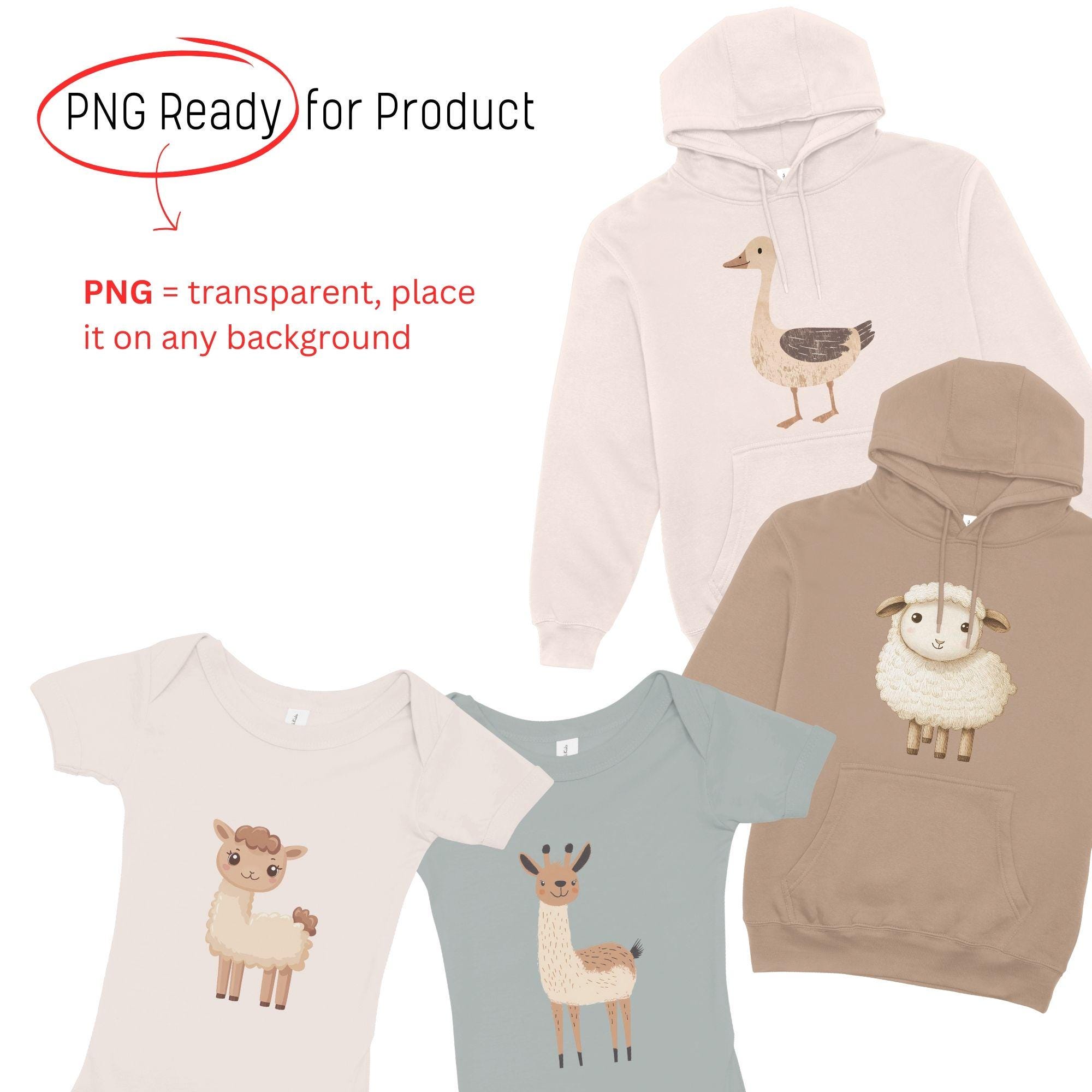 Cute Animals PNG Clipart, Nursery Farm Animals PNG, Nursery Art Digital ...