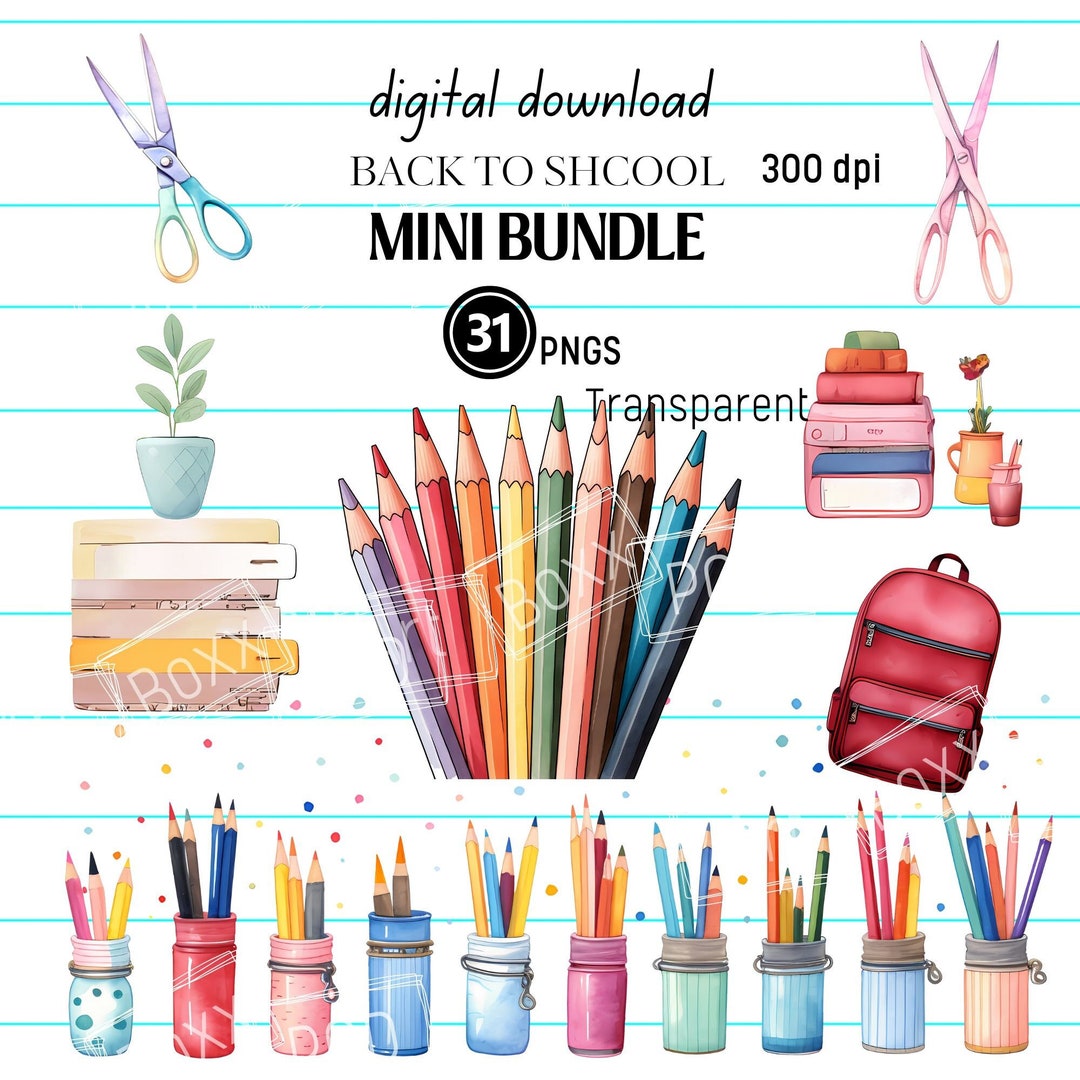 Back to School Clipart Bundle, Classroom Decor, Download Digital ...