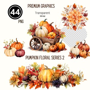 Outono PNG, Borda de Outono, Clipart de Aquarela de Abóbora, Decoração Floral de Outono, Guirlanda de Outono, Abóbora de Outono, Canecas, Placas de Casamento, Diários, Adesivos PNG