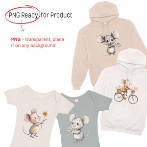 Cute Mice Clipart, Springtime Mouse Cartoon PNG, Nursery Art Digital ...