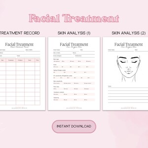 Facial Esthetician Treatment Record, Skin Analysis Forms for Beauty ...